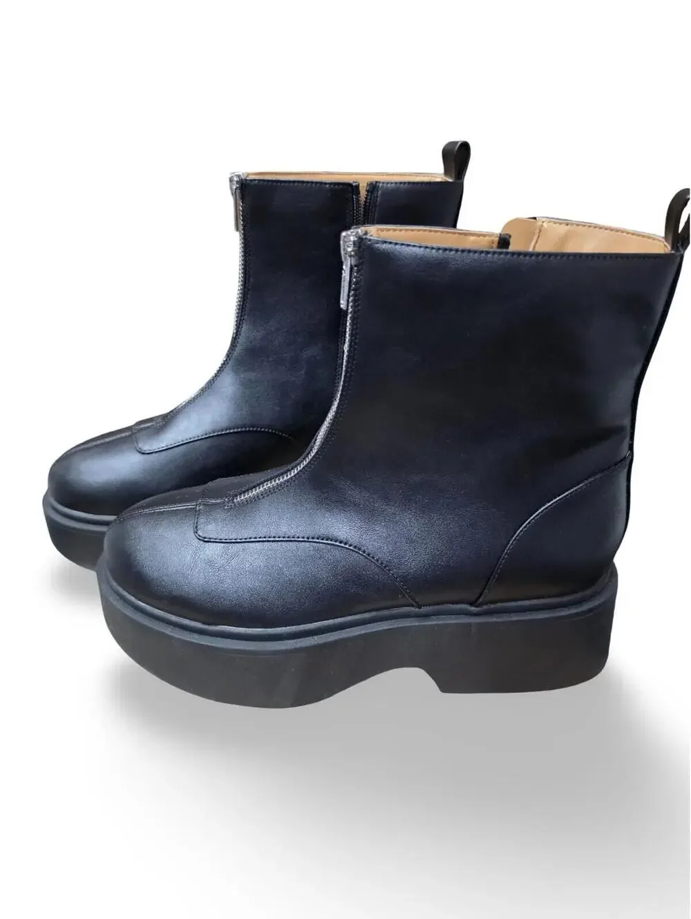 Wild Fable Black Platform Ankle Boots Size 11 Front Zip Chunky Lug Sole NWT